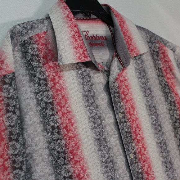 Luchiano Visconti Shirt Men's 2XL Long Sleeve Floral Striped - Picture 2 of 12